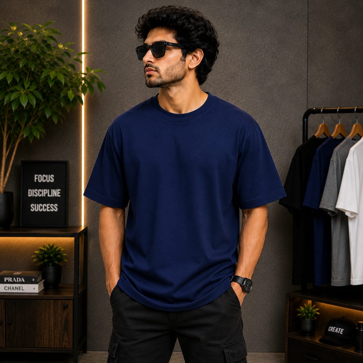 Oversized T-shirt (Navy Blue)