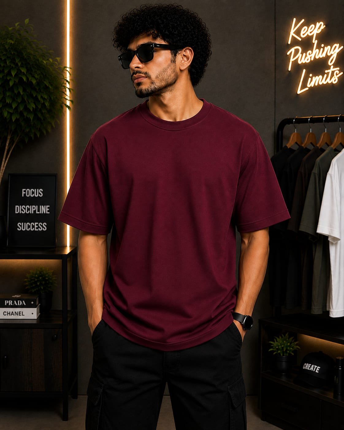 Oversized T-shirt (Maroon)