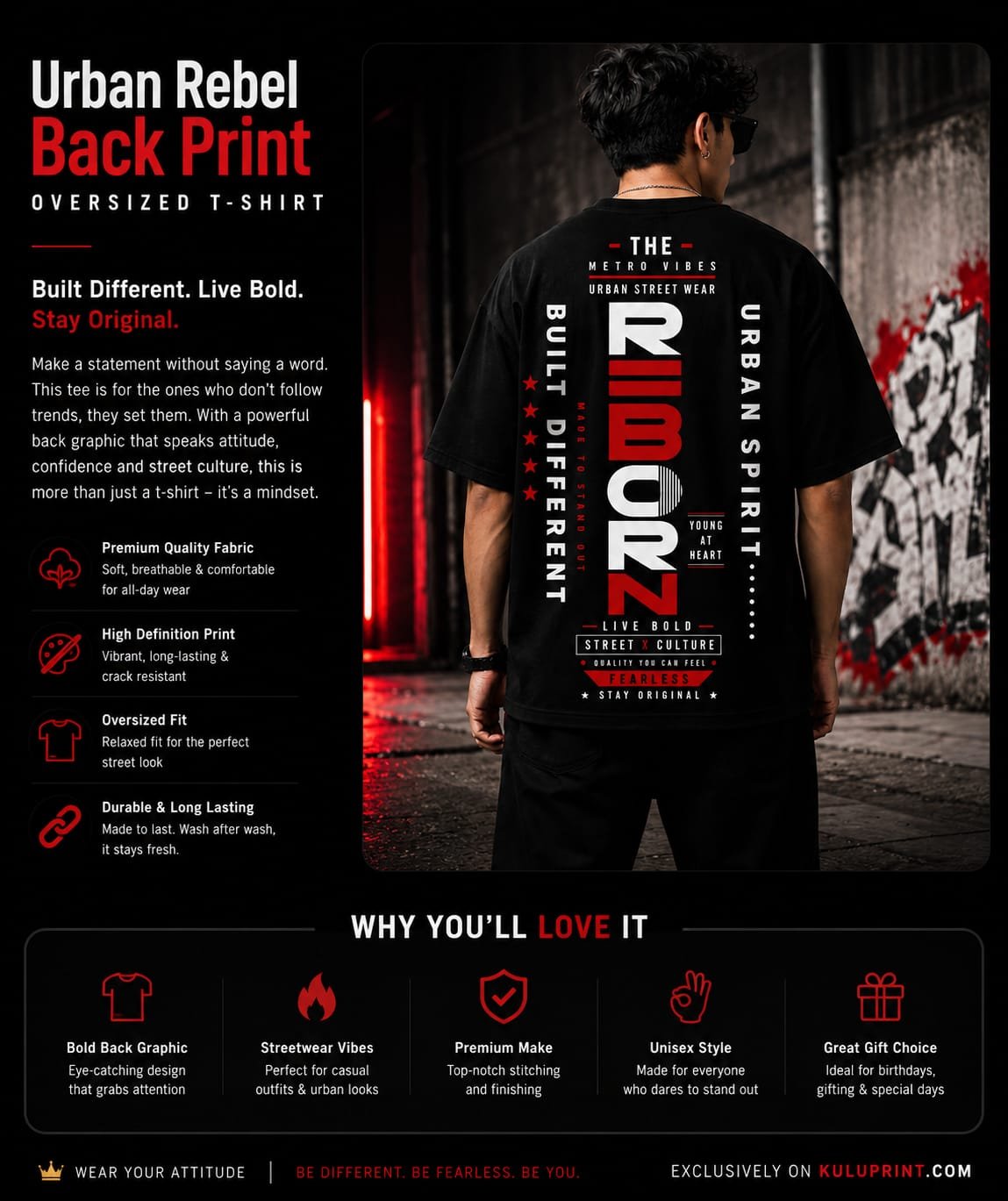 Urban Rebel Oversized T-Shirt (BLACK)