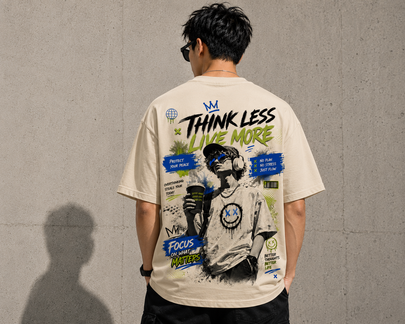 Oversized Streetwear T-Shirt (Beige)